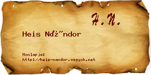 Heis Nándor névjegykártya